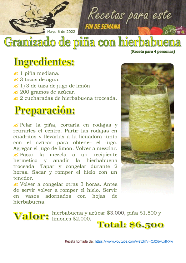 Granizados de Piña con Hierbabuena