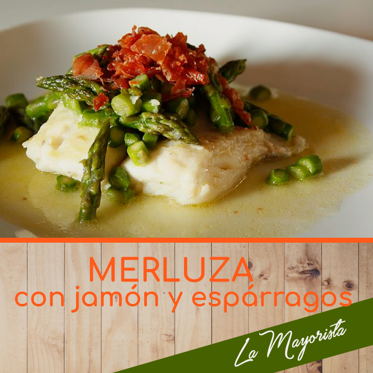 Merluza con jamón y espárragos 