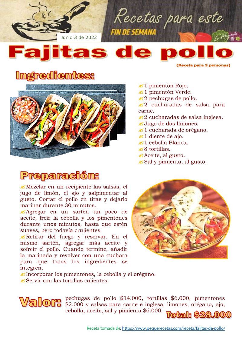 Fajitas de pollo.