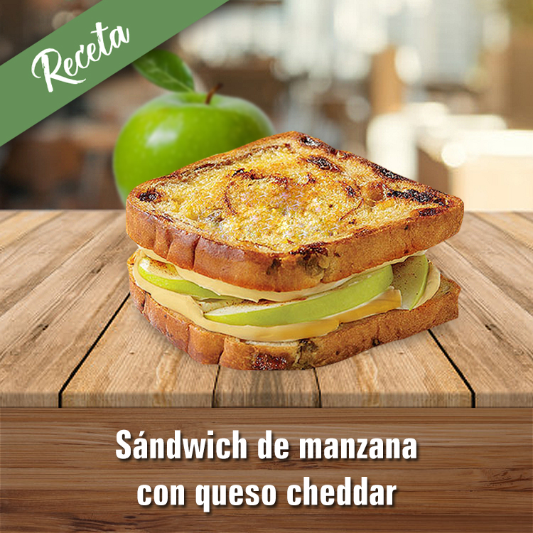 Sándwich de manzana con queso cheddar 