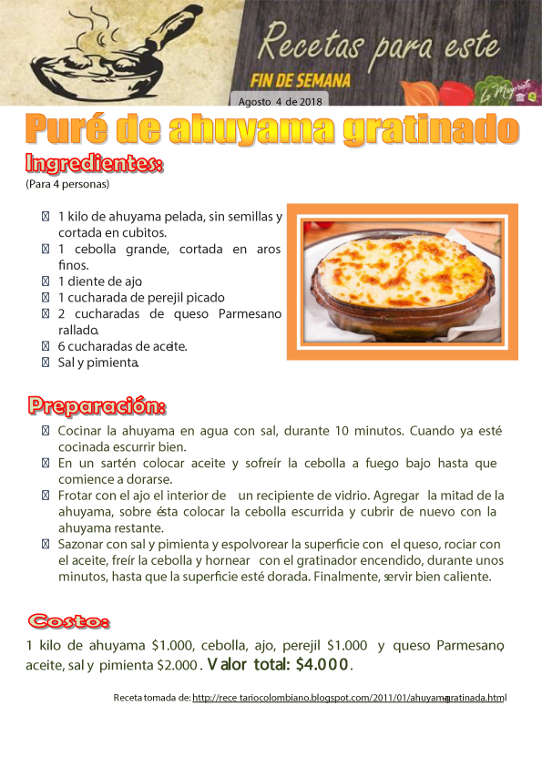 Puré de ahuyama gratinado 