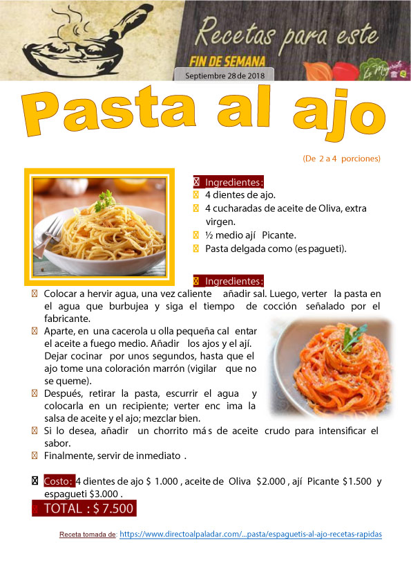 Pastas al ajo Pastas al ajo