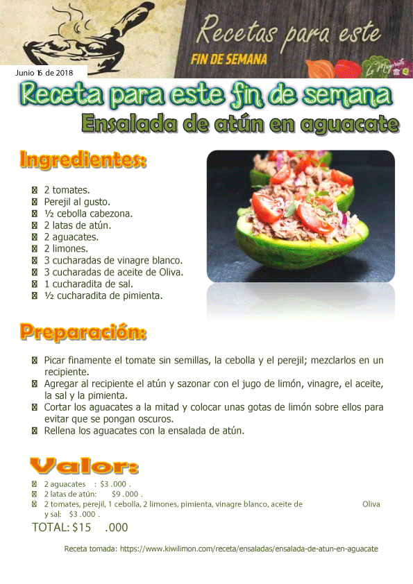 Ensalada de atún en aguacate Ensalada de atún en aguacate