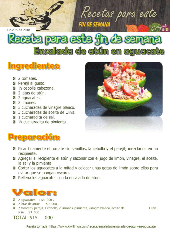 Ensalada de atún en aguacate 