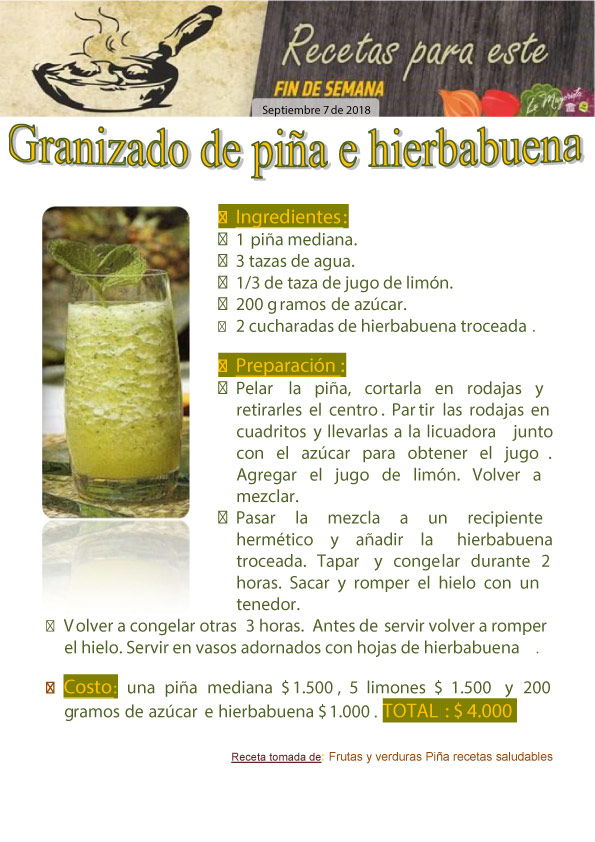 Granizado de piña y hierbabuena 