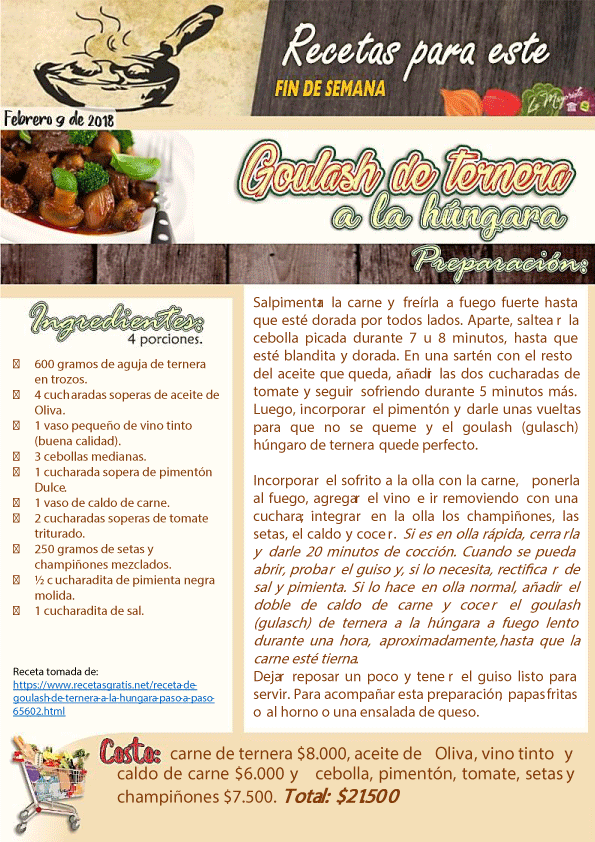 Receta de goulash de ternera a la húngara