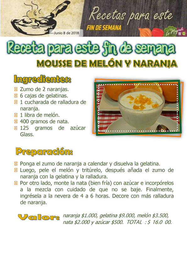 MOUSSE DE MELÓN Y NARANJA 