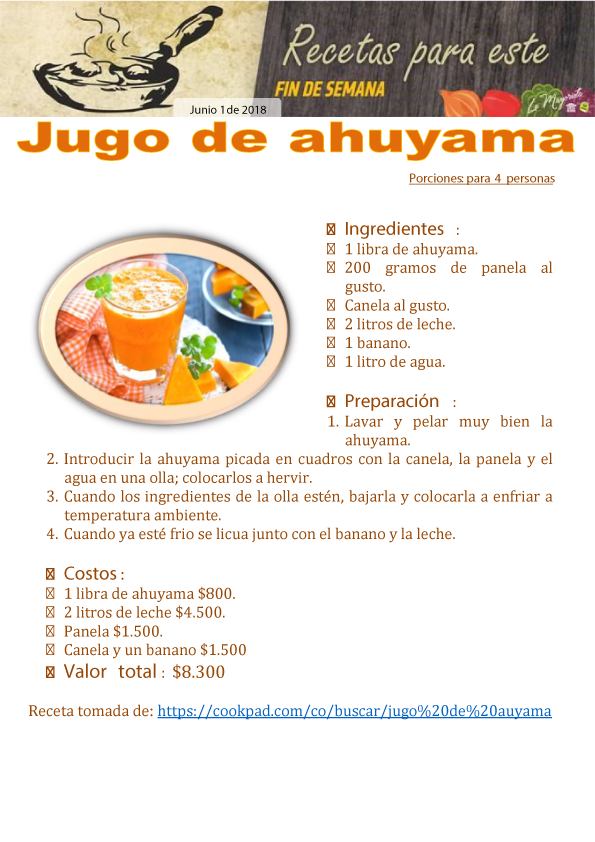 Jugo de ahuyama