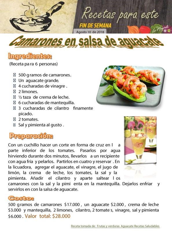 Camarones en salsa de aguacate 